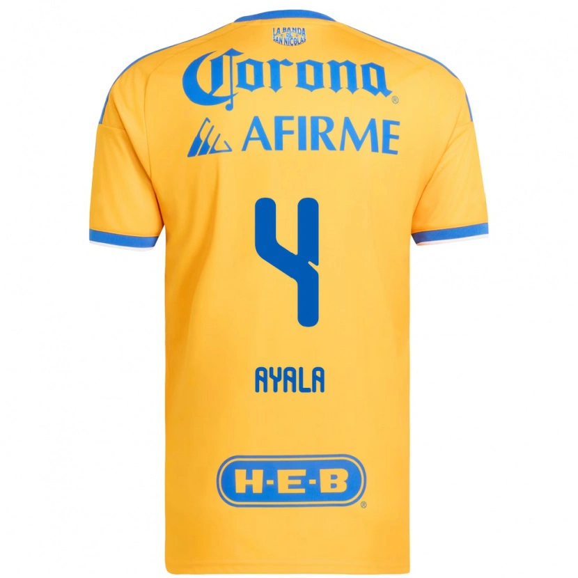 Danxen Femme Maillot Hugo Ayala #4 Jaune Bleu Tenues Domicile 2026/27 T-Shirt