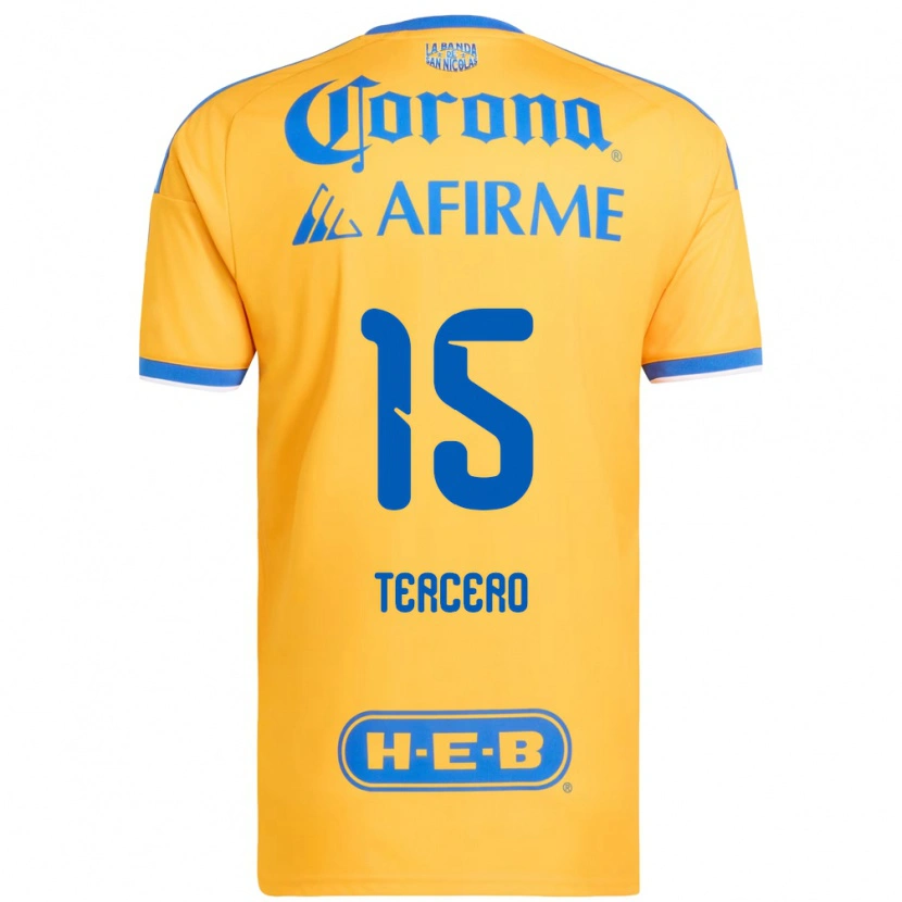 Danxen Femme Maillot Eduardo Tercero #15 Jaune Bleu Tenues Domicile 2026/27 T-Shirt
