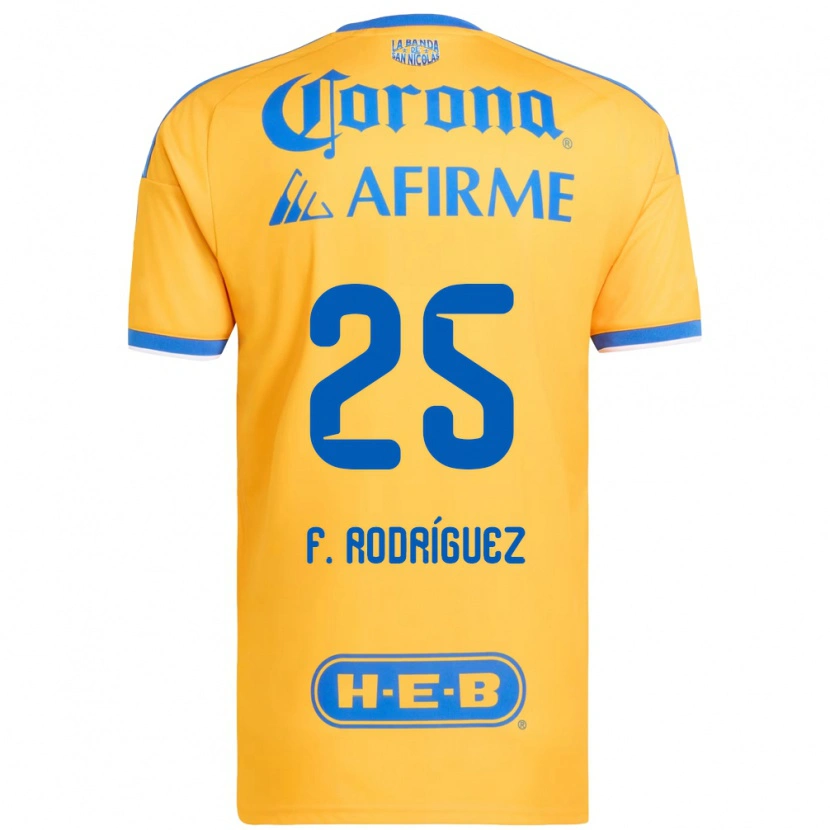 Danxen Femme Maillot Felipe Rodríguez #25 Jaune Bleu Tenues Domicile 2026/27 T-Shirt