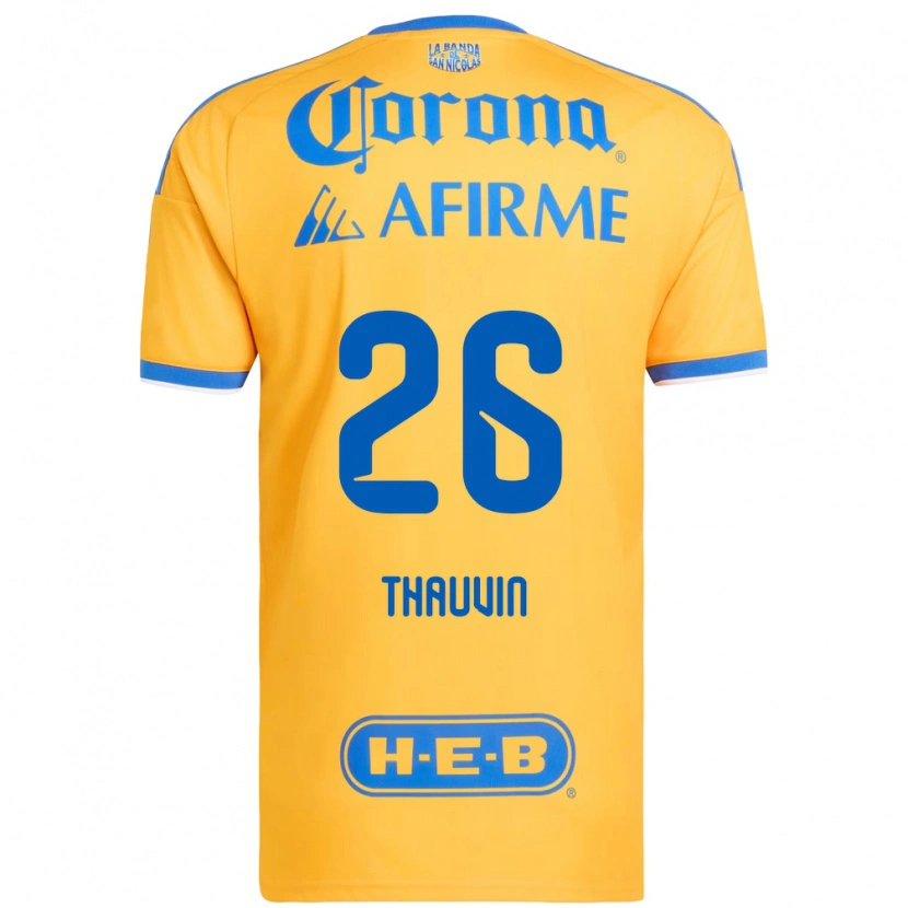 Danxen Femme Maillot Florian Thauvin #26 Jaune Bleu Tenues Domicile 2026/27 T-Shirt