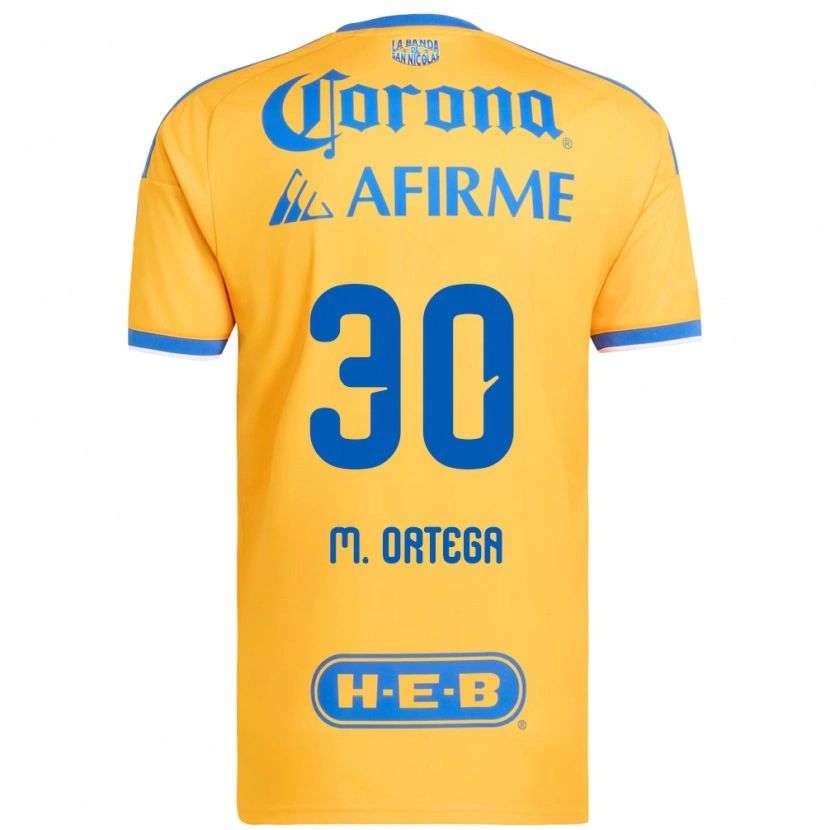 Danxen Femme Maillot Miguel Ortega #30 Jaune Bleu Tenues Domicile 2026/27 T-Shirt