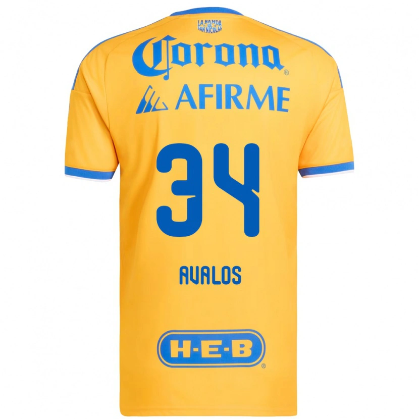 Danxen Femme Maillot Erick Avalos #34 Jaune Bleu Tenues Domicile 2026/27 T-Shirt