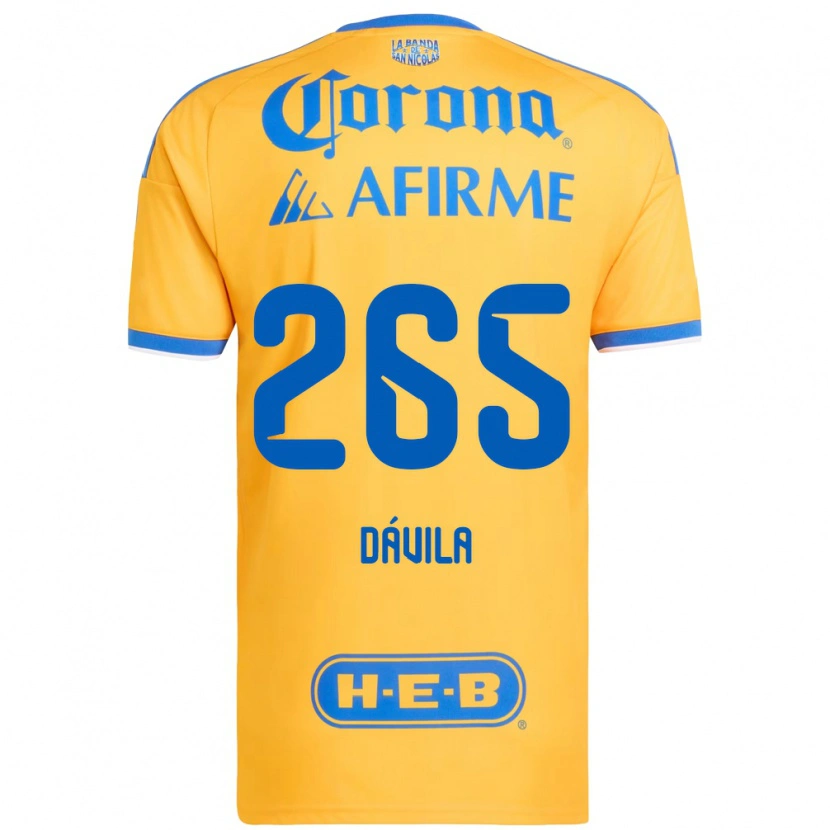 Danxen Femme Maillot Emiliano Dávila #265 Jaune Bleu Tenues Domicile 2026/27 T-Shirt