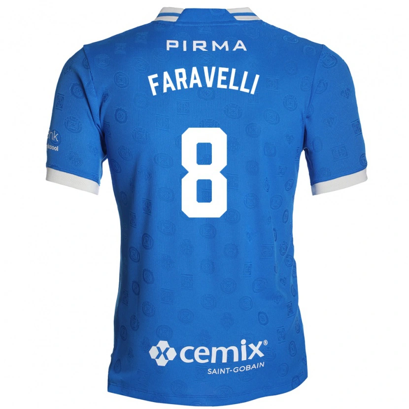 Danxen Femme Maillot Lorenzo Faravelli #8 Bleu Blanc Rouge Tenues Domicile 2026/27 T-Shirt