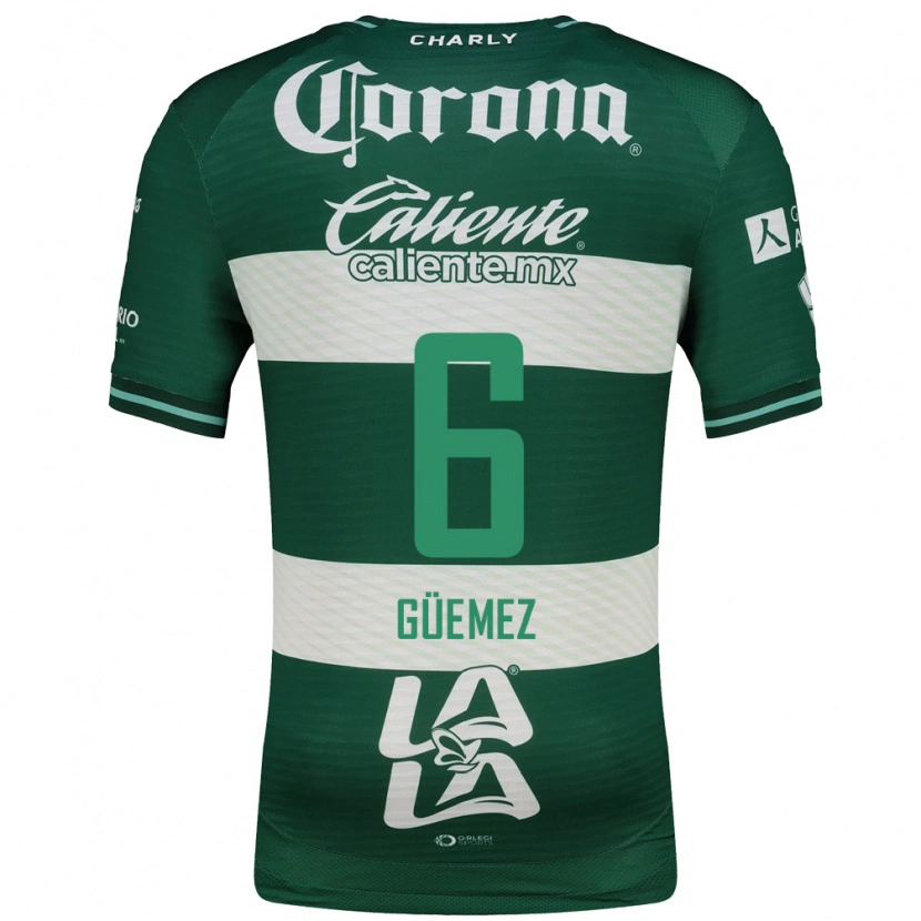 Danxen Femme Maillot Javier Güemez #6 Vert Blanc Tenues Domicile 2026/27 T-Shirt