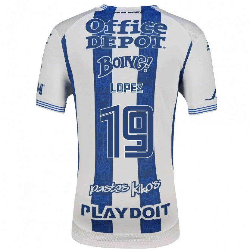 Danxen Femme Maillot Javier Eduardo López #19 Blanc Bleu Marine Tenues Domicile 2026/27 T-Shirt