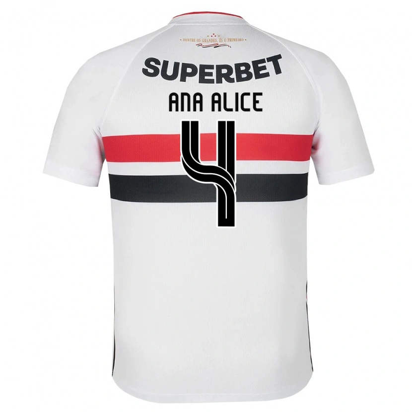 Danxen Femme Maillot Ana Alice Luciano Da Silva #4 Blanc Rouge Noir Tenues Domicile 2026/27 T-Shirt