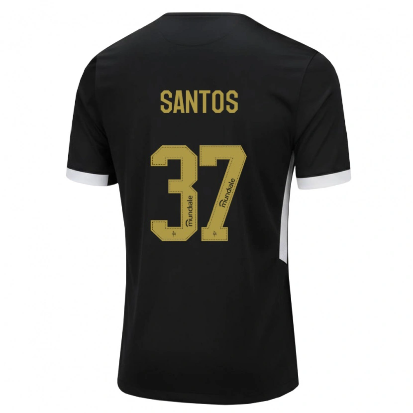 Danxen Femme Maillot Junior Santos #37 Noir Blanc Jaune Tenues Domicile 2026/27 T-Shirt