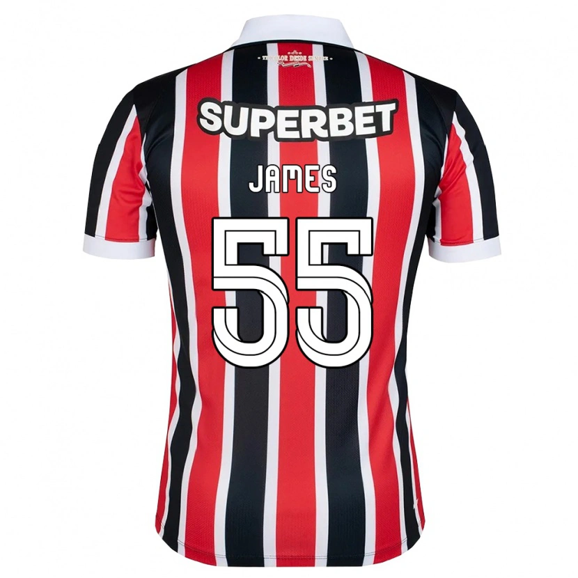 Danxen Femme Maillot James Rodriguez #55 Rouge Blanc Noir Tenues Extérieur 2026/27 T-Shirt