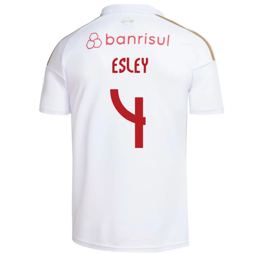 Danxen Femme Maillot Esley Ezequiel Dos Reis #4 Blanc Rouge Tenues Extérieur 2026/27 T-Shirt