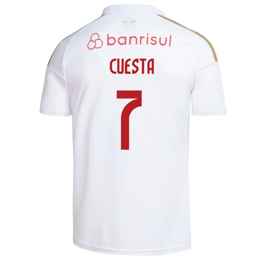 Danxen Femme Maillot Juan Manuel Cuesta #7 Blanc Rouge Tenues Extérieur 2026/27 T-Shirt
