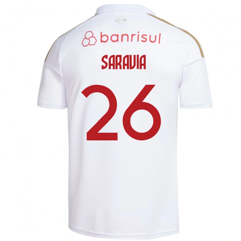 Danxen Femme Maillot Saravia #26 Blanc Rouge Tenues Extérieur 2026/27 T-Shirt