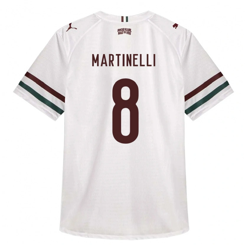 Danxen Femme Maillot Matheus Martinelli Lima #8 Blanc Vert Bourgogne Tenues Extérieur 2026/27 T-Shirt