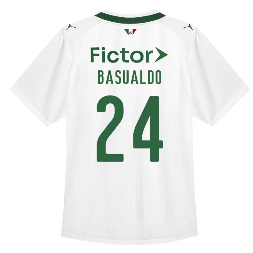 Danxen Femme Maillot Luis Basualdo #24 Vert Blanc Tenues Extérieur 2026/27 T-Shirt