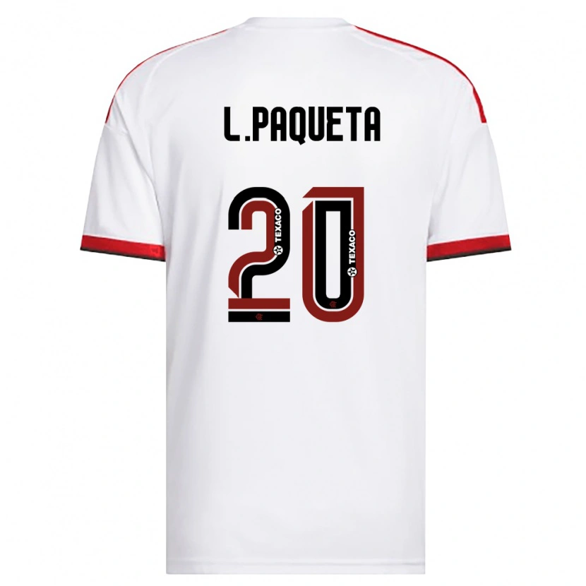 Danxen Femme Maillot Lucas Paquetá #20 Blanc Rouge Noir Tenues Extérieur 2026/27 T-Shirt