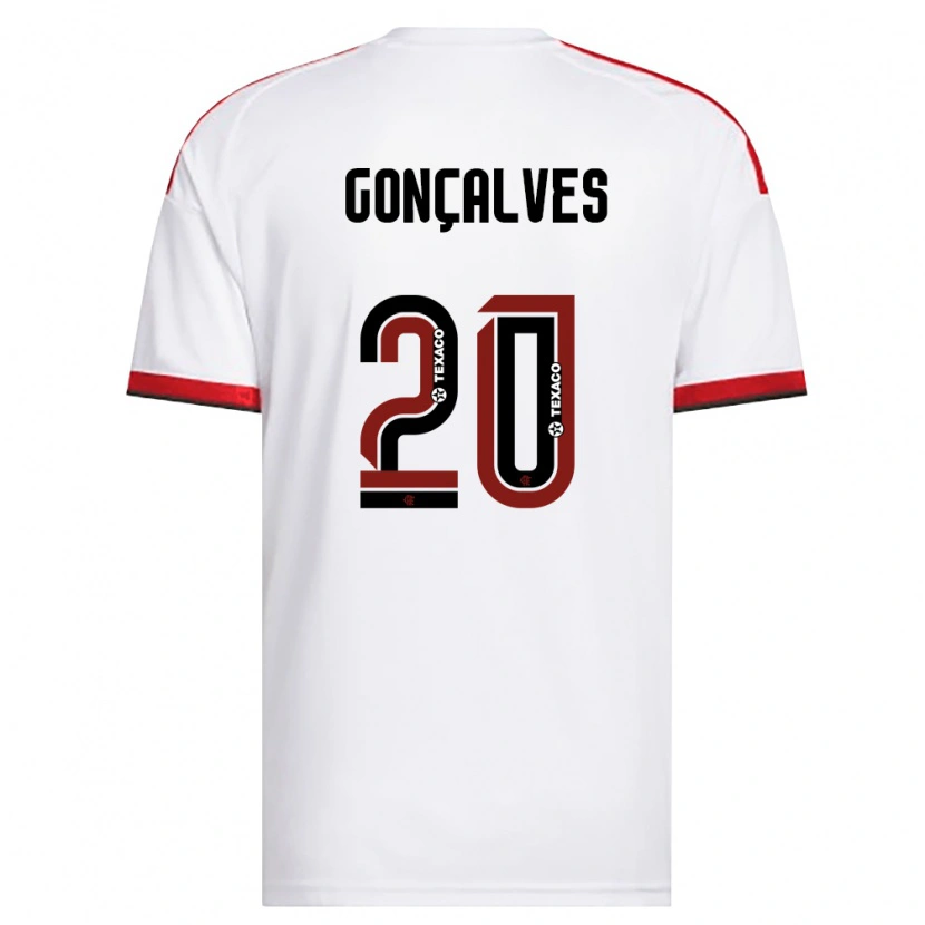 Danxen Femme Maillot Matheus Gonçalves #20 Blanc Rouge Noir Tenues Extérieur 2026/27 T-Shirt