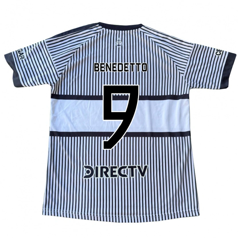 Danxen Femme Maillot Dario Benedetto #9 Blanc Noir Jaune Tenues Extérieur 2026/27 T-Shirt