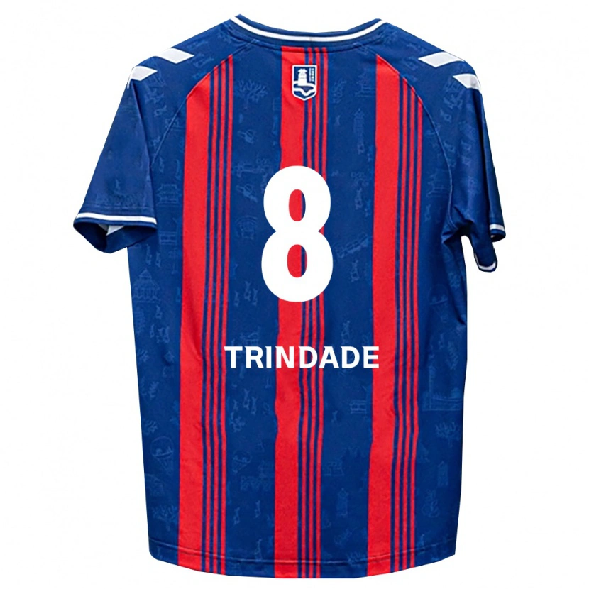 Danxen Enfant Maillot Matheus Trindade #8 Bleu Rouge Blanc Tenues Domicile 2026/27 T-Shirt