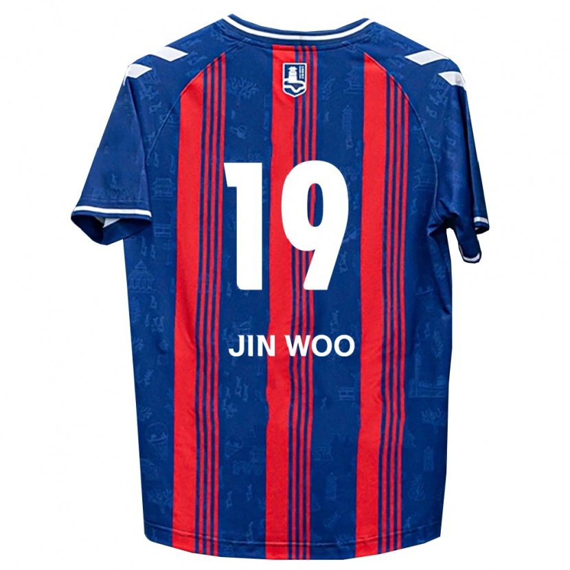 Danxen Enfant Maillot Jin-Woo Lee #19 Bleu Rouge Blanc Tenues Domicile 2026/27 T-Shirt