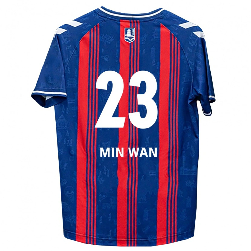 Danxen Enfant Maillot Min-Wan Kang #23 Bleu Rouge Blanc Tenues Domicile 2026/27 T-Shirt