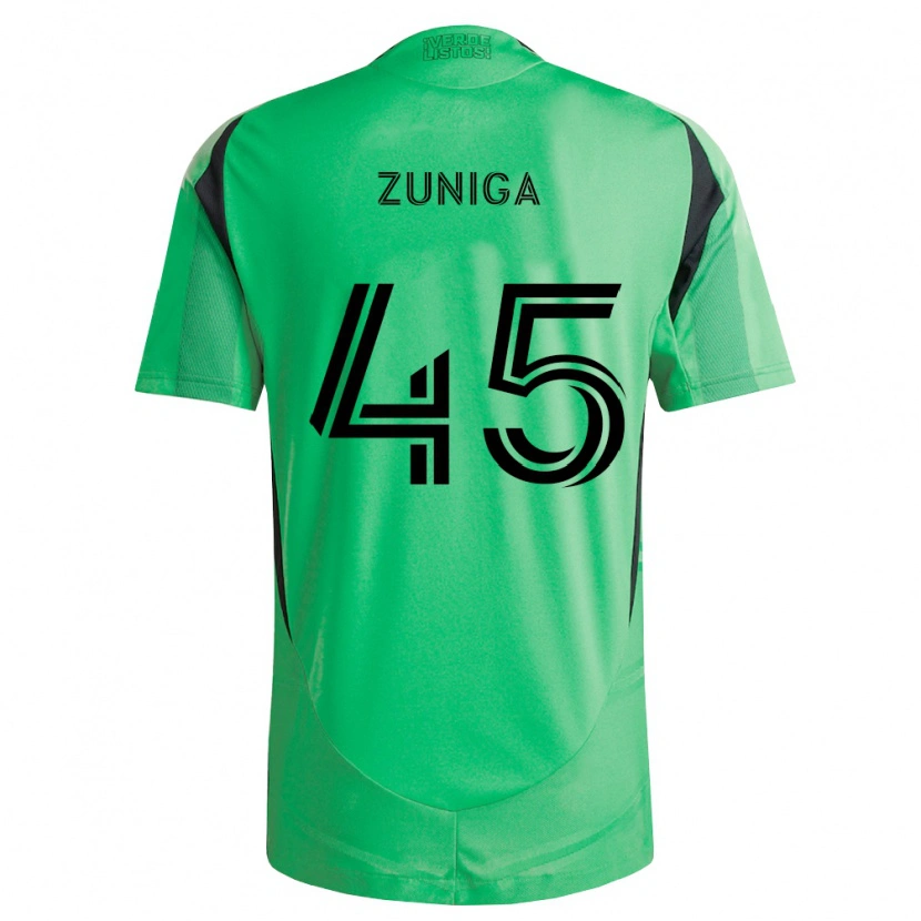 Danxen Enfant Maillot Abner Zuñiga #45 Vert Émeraude Noir Tenues Domicile 2026/27 T-Shirt