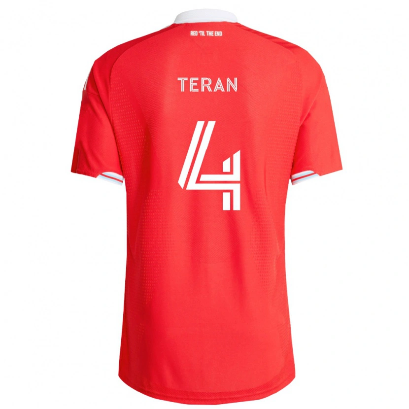 Danxen Enfant Maillot Carlos Terán #4 Rouge Bleu Foncé Blanc Tenues Domicile 2026/27 T-Shirt
