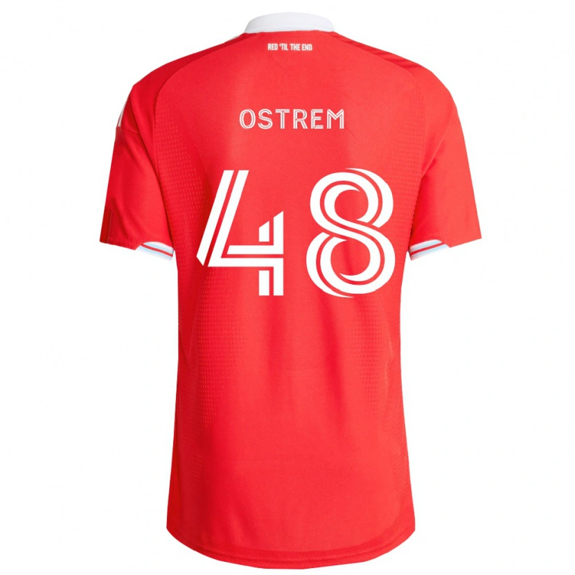 Danxen Enfant Maillot Charlie Ostrem #48 Rouge Bleu Foncé Blanc Tenues Domicile 2026/27 T-Shirt