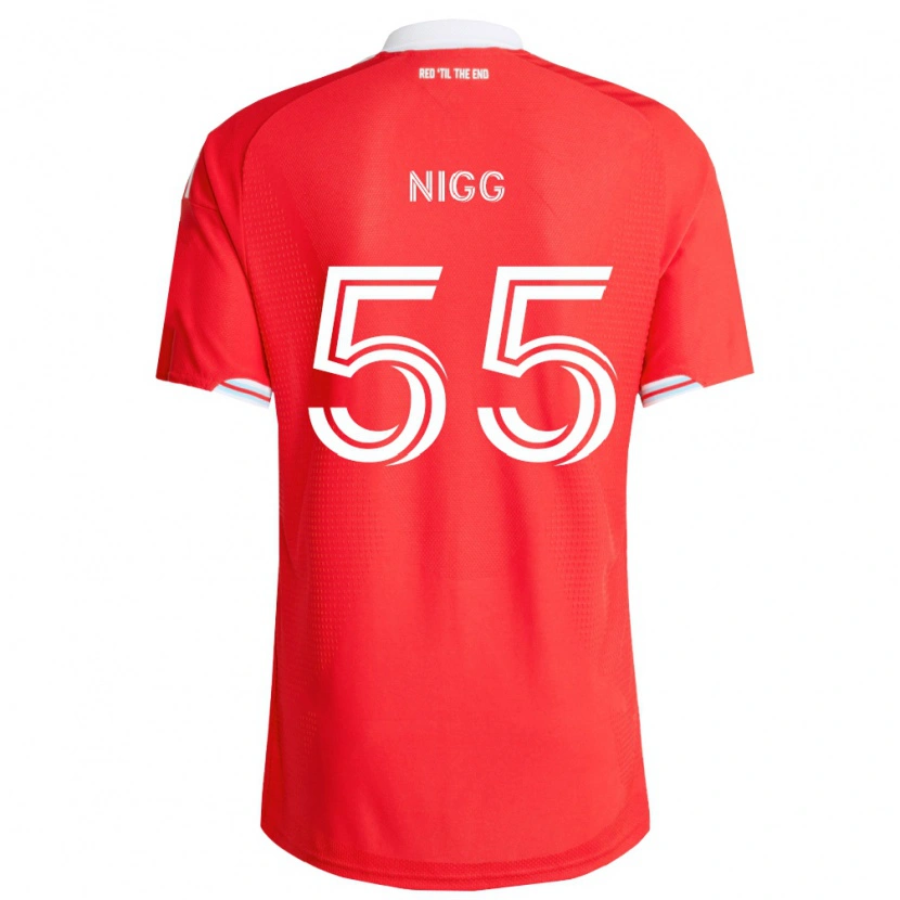 Danxen Enfant Maillot Damian Nigg #55 Rouge Bleu Foncé Blanc Tenues Domicile 2026/27 T-Shirt