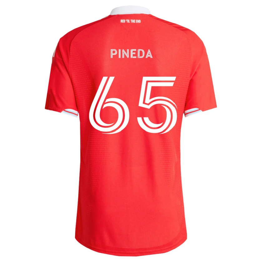 Danxen Enfant Maillot Oscar Pineda #65 Rouge Bleu Foncé Blanc Tenues Domicile 2026/27 T-Shirt