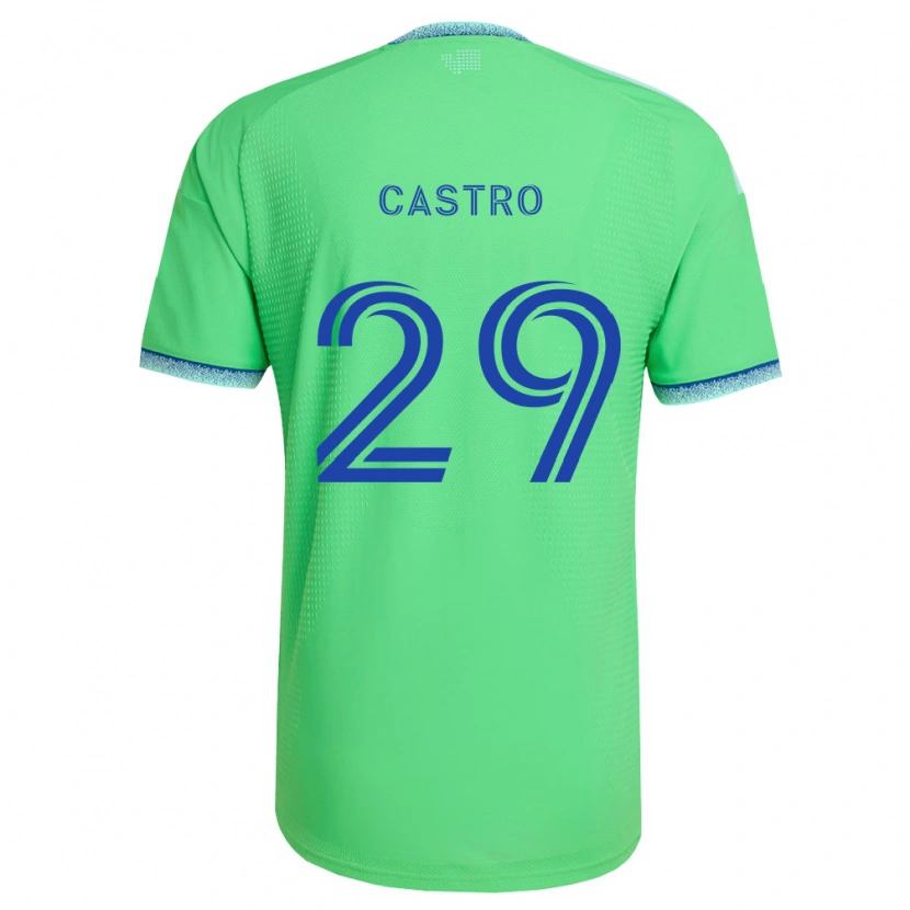 Danxen Enfant Maillot Jacob Castro #29 Vert Bleu Clair Tenues Domicile 2026/27 T-Shirt