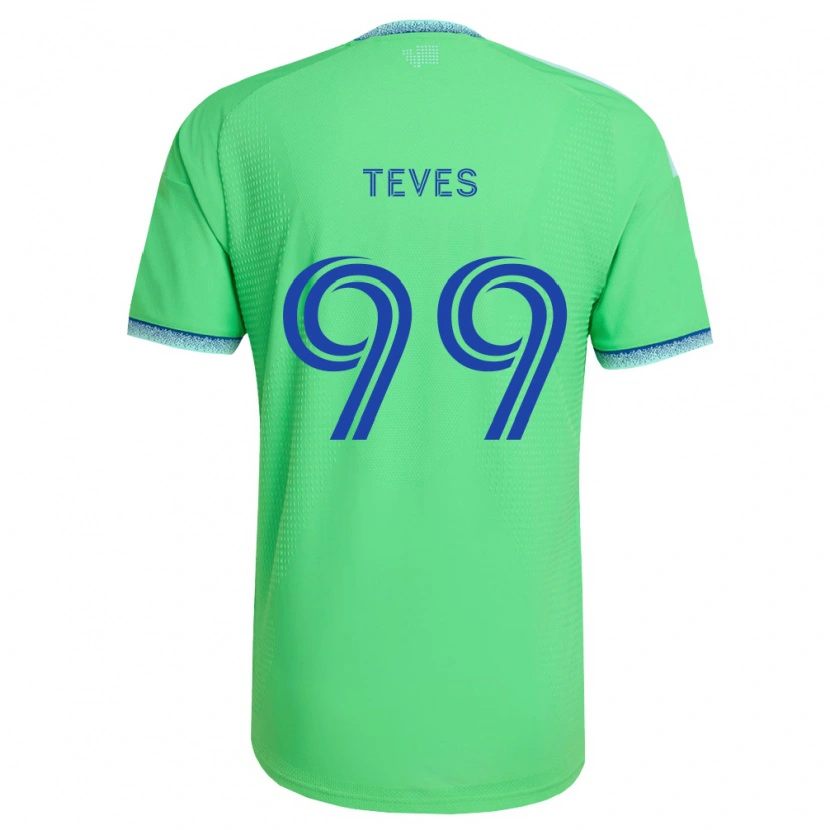 Danxen Enfant Maillot Dylan Teves #99 Vert Bleu Clair Tenues Domicile 2026/27 T-Shirt