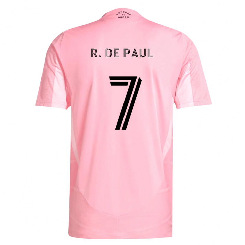 Danxen Enfant Maillot Rodrigo De Paul #7 Rose Noir Tenues Domicile 2026/27 T-Shirt