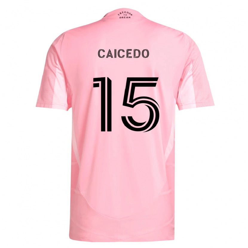 Danxen Enfant Maillot Fricio Caicedo #15 Rose Noir Tenues Domicile 2026/27 T-Shirt