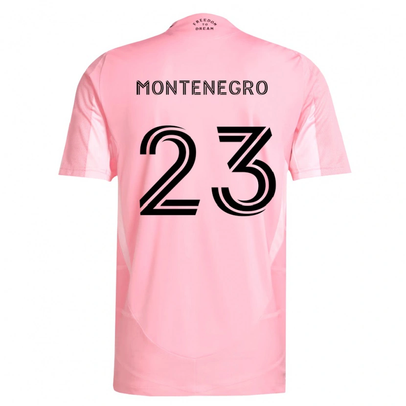 Danxen Enfant Maillot Ricardo Montenegro #23 Rose Noir Tenues Domicile 2026/27 T-Shirt