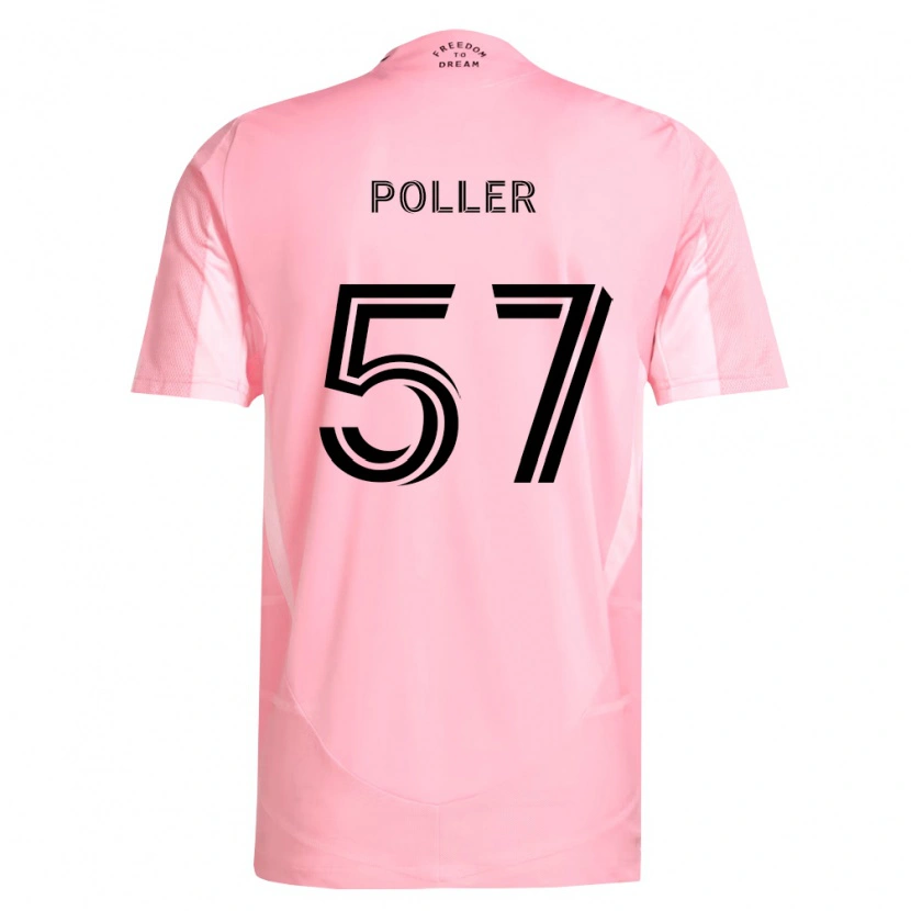 Danxen Enfant Maillot Sebastian Poller #57 Rose Noir Tenues Domicile 2026/27 T-Shirt
