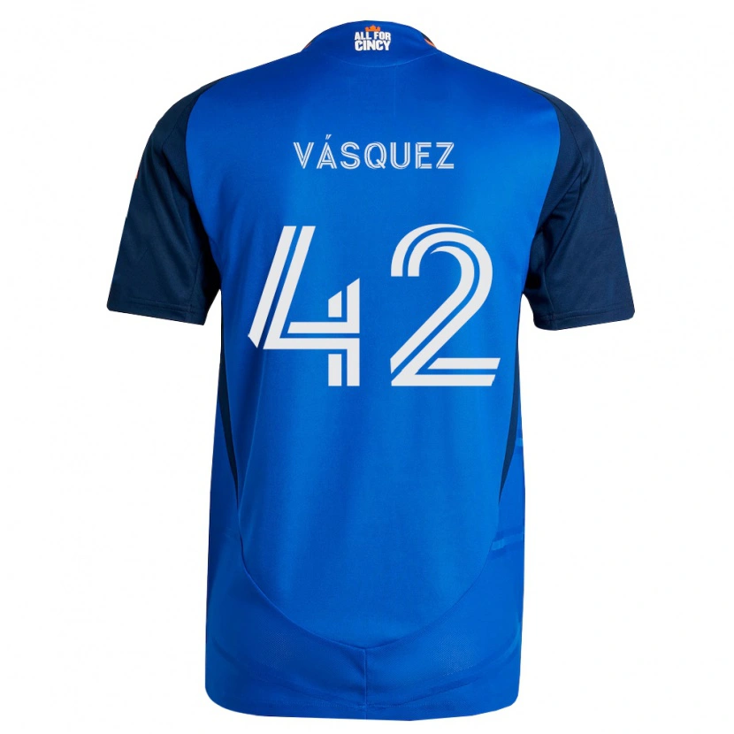Danxen Enfant Maillot Mathías Vásquez #42 Bleu Royal Orange Tenues Domicile 2026/27 T-Shirt