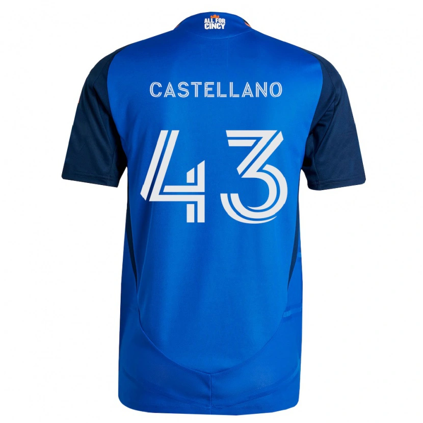 Danxen Enfant Maillot Jesús Castellano #43 Bleu Royal Orange Tenues Domicile 2026/27 T-Shirt
