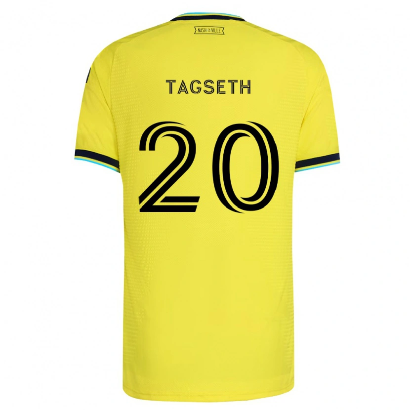 Danxen Enfant Maillot Edvard Tagseth #20 Jaune Vif Bleu Marine Tenues Domicile 2026/27 T-Shirt