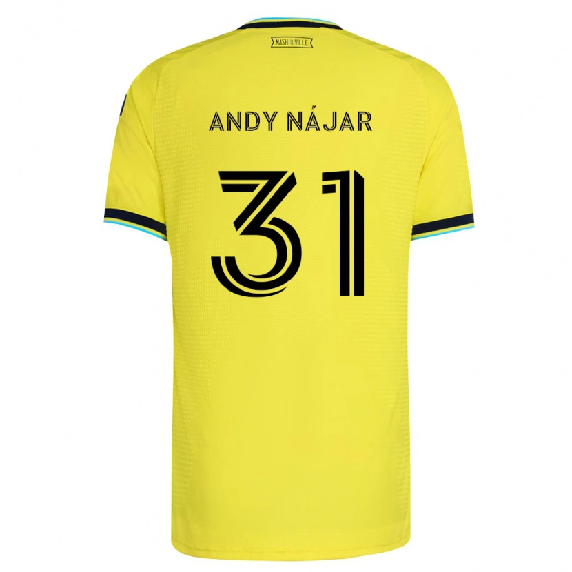 Danxen Enfant Maillot Andy Nájar #31 Jaune Vif Bleu Marine Tenues Domicile 2026/27 T-Shirt