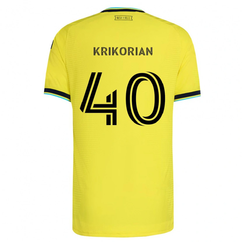 Danxen Enfant Maillot Andre Krikorian #40 Jaune Vif Bleu Marine Tenues Domicile 2026/27 T-Shirt