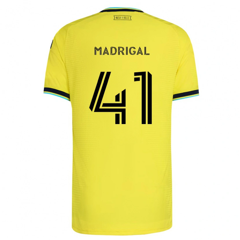 Danxen Enfant Maillot Warren Madrigal #41 Jaune Vif Bleu Marine Tenues Domicile 2026/27 T-Shirt