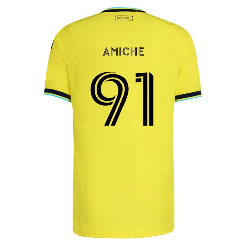 Danxen Enfant Maillot Kemy Amiche #91 Jaune Vif Bleu Marine Tenues Domicile 2026/27 T-Shirt