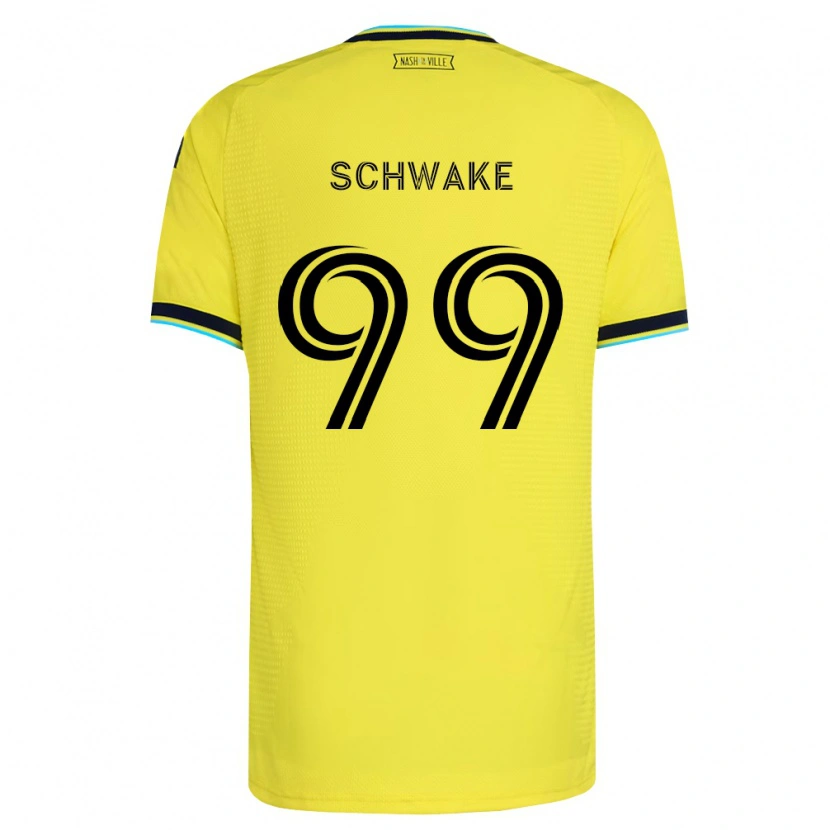 Danxen Enfant Maillot Brian Schwake #99 Jaune Vif Bleu Marine Tenues Domicile 2026/27 T-Shirt