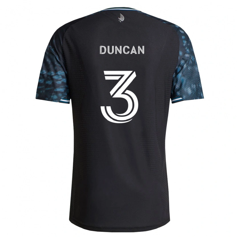 Danxen Enfant Maillot Kyle Duncan #3 Noir Blanc Tenues Domicile 2026/27 T-Shirt