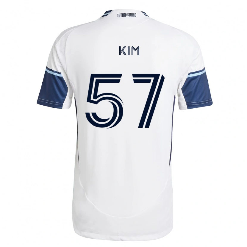Danxen Enfant Maillot Jayden Kim #57 Blanc Bleu Royal Tenues Domicile 2026/27 T-Shirt