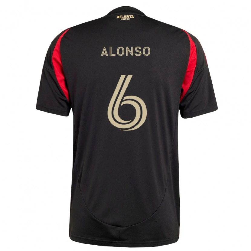 Danxen Enfant Maillot Júnior Alonso #6 Noir Rouge Tenues Domicile 2026/27 T-Shirt