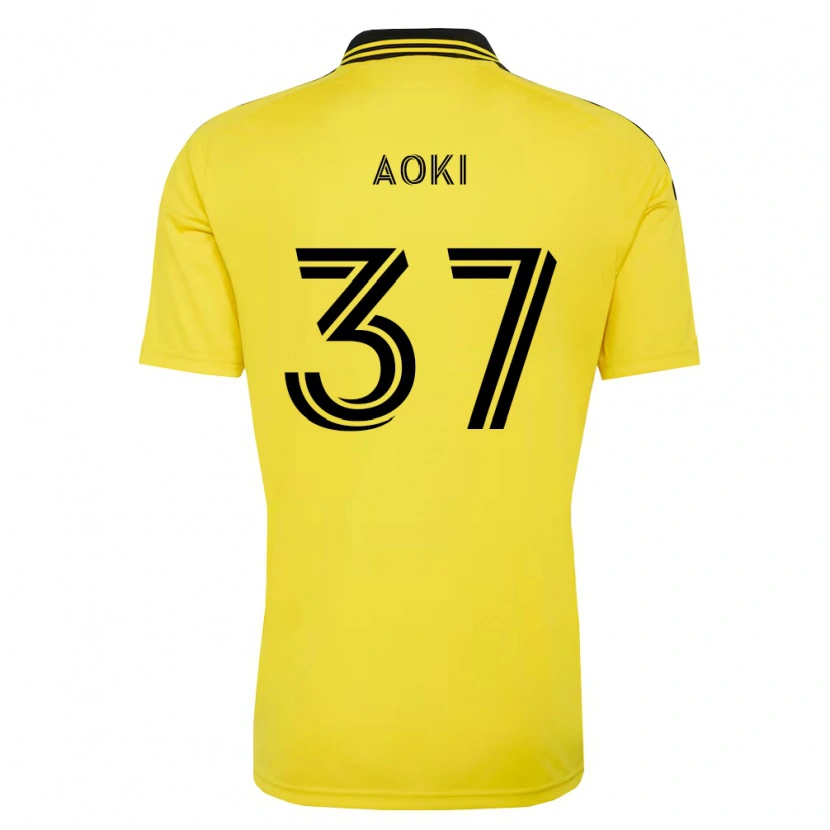Danxen Enfant Maillot Rui Aoki #37 Jaune Noir Tenues Domicile 2026/27 T-Shirt