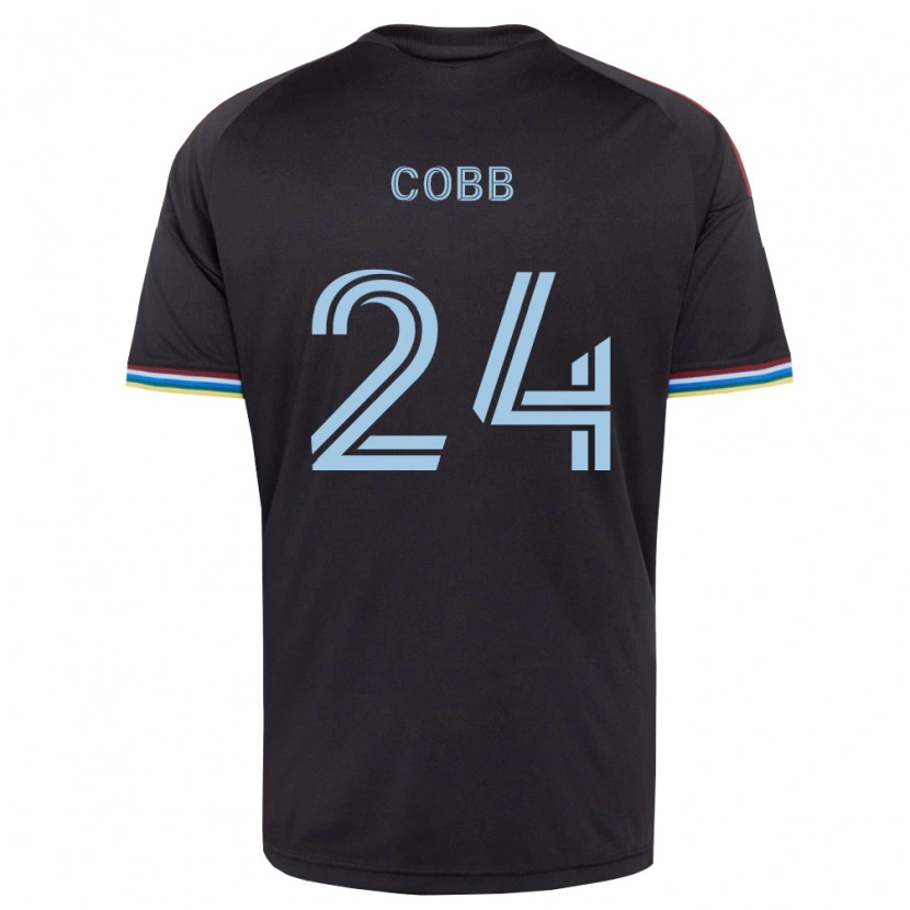 Danxen Enfant Maillot Noah Cobb #24 Noir Bleu Ciel Tenues Domicile 2026/27 T-Shirt