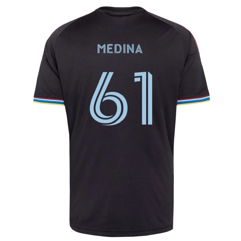 Danxen Enfant Maillot Leonardo Medina #61 Noir Bleu Ciel Tenues Domicile 2026/27 T-Shirt