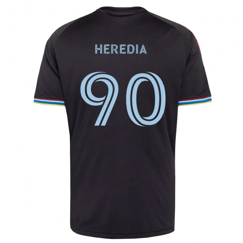 Danxen Enfant Maillot Edgar Heredia #90 Noir Bleu Ciel Tenues Domicile 2026/27 T-Shirt